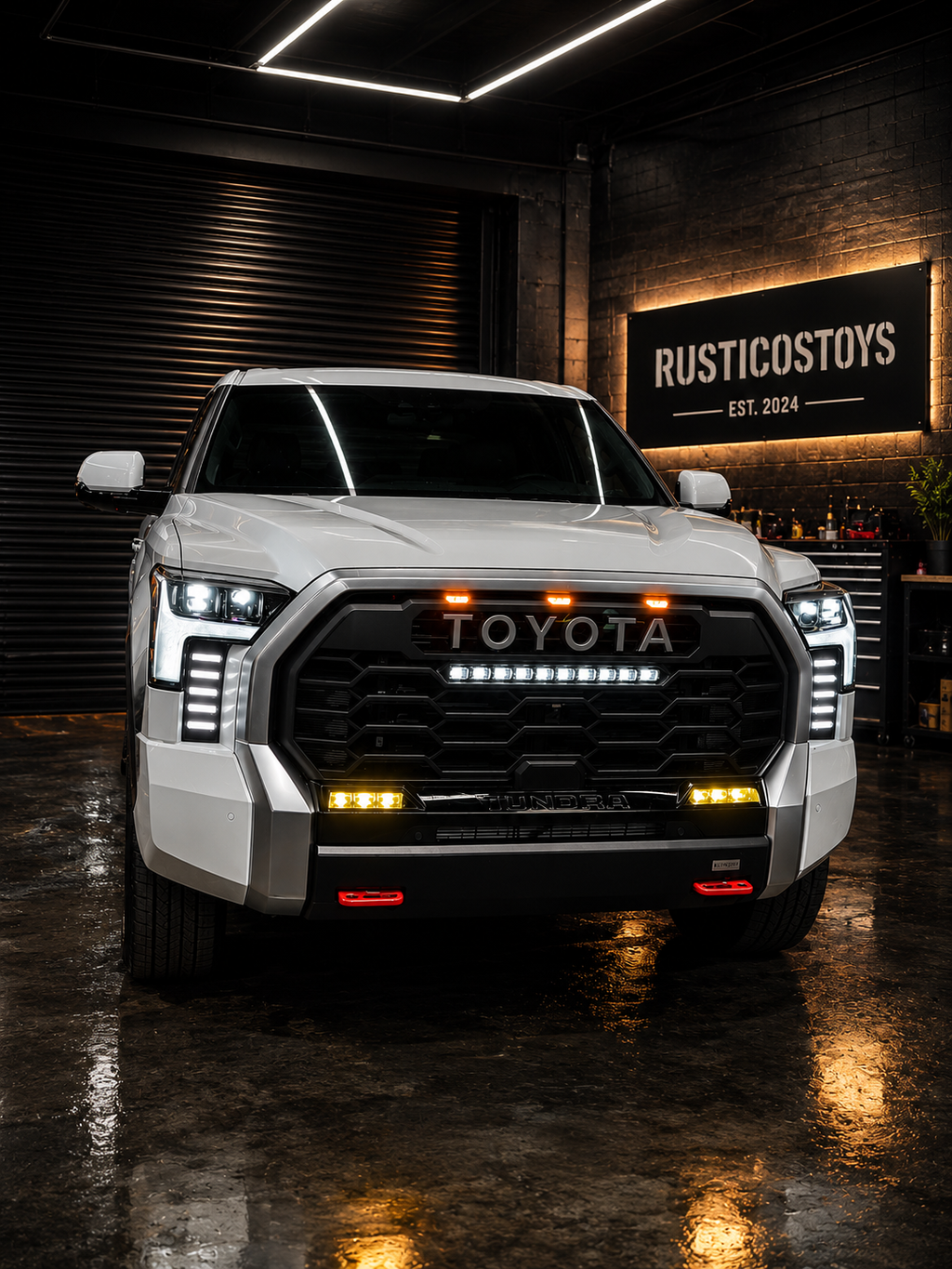 Toyota Tundra 2022-Current TRD Style Grille w/ LED Light Bar & Amber Lights